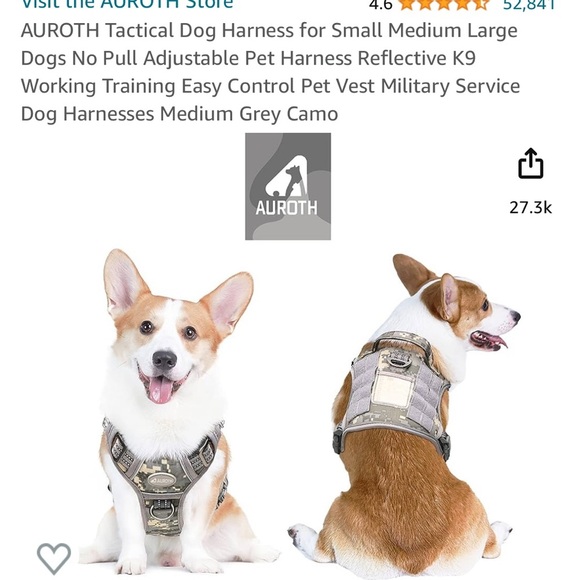 Auroth Other - AUROTH Tactical Dog Harness for Small medium Dogs No Pull Adjustable harness
